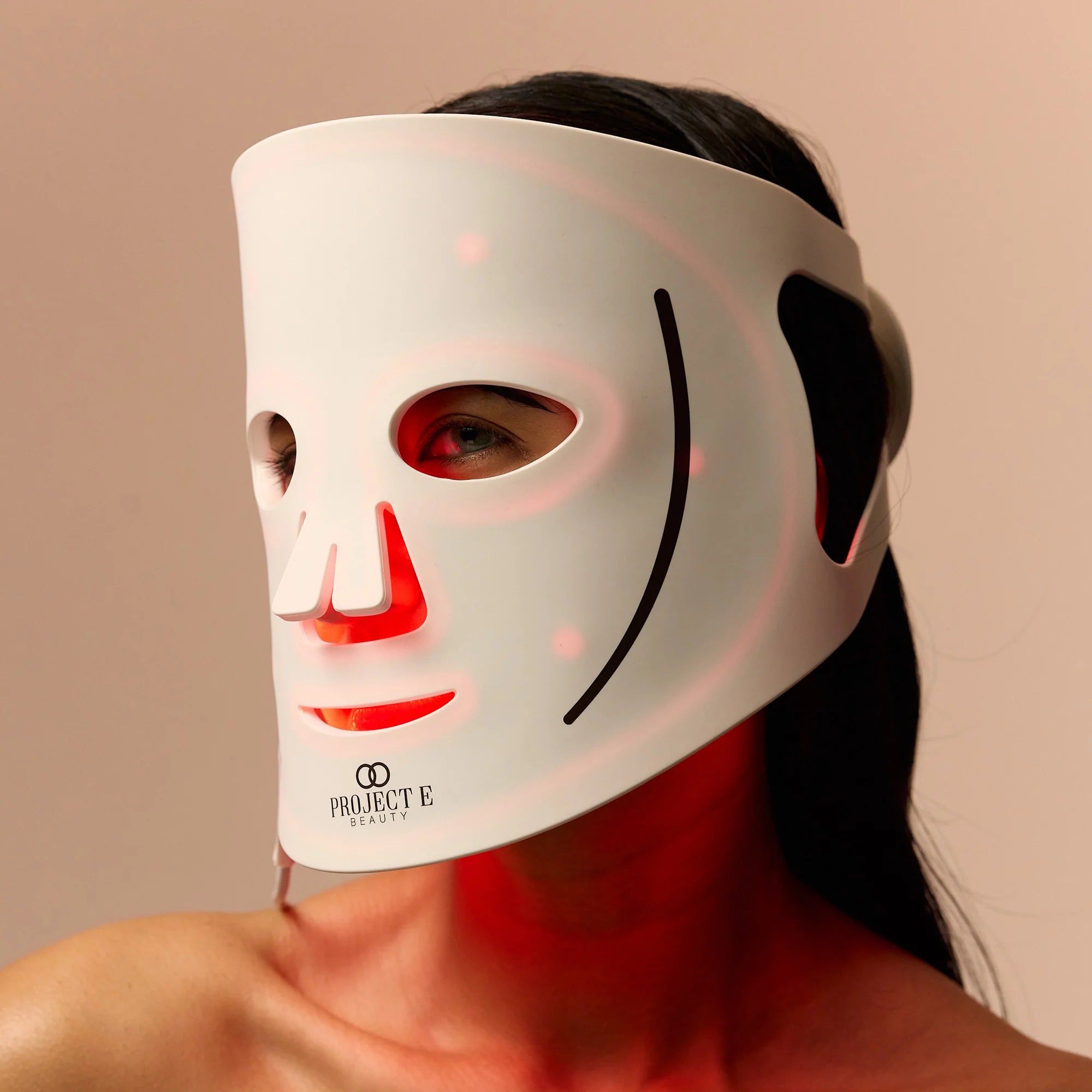 LED light therapy face mask, front view